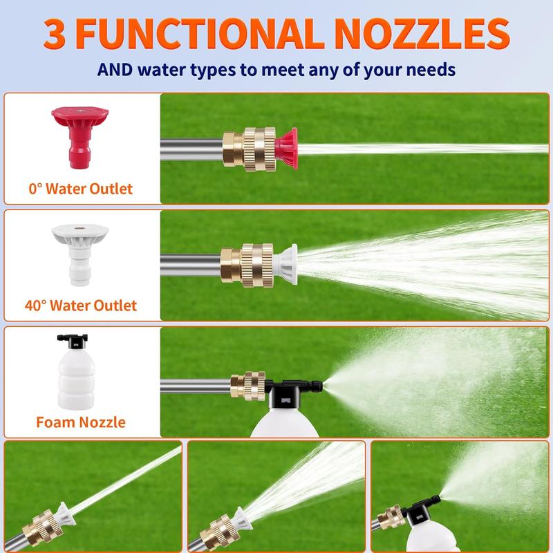 2-Hour Cordless Pressure Washer Gun - 20V Electric High Power Spray for Car Home & Patio Cleaning | Portable