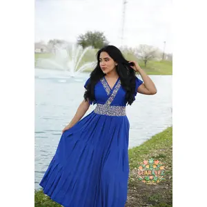 Mari Carmen Mexican Long Emrbroidery Dress