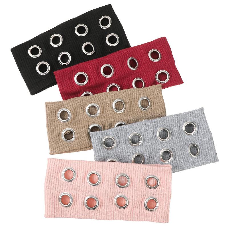 AWAYTR Y2K Punk Women Hollow Out Eyelets Elastic Headband Harajuku Fashion Wide Headband Elastic Head Bands Grunge Hairband for Women Girls TikTokShopBlackFriday