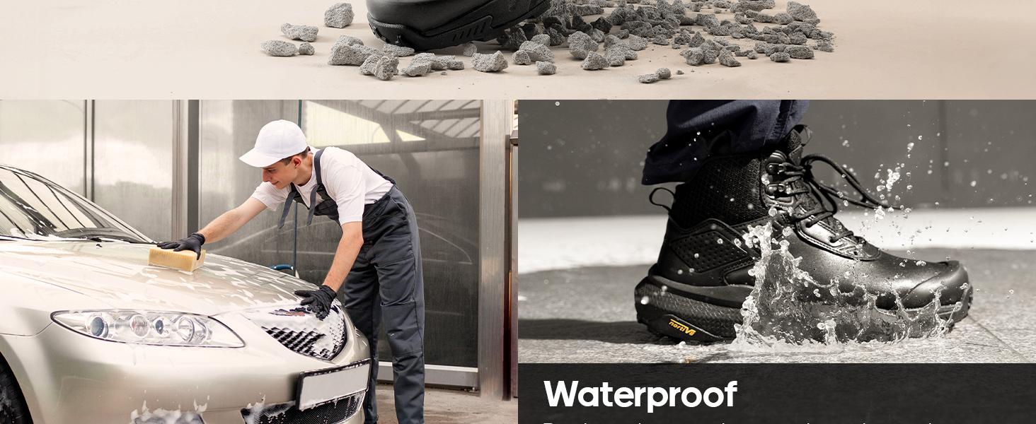 NORTIV 8 Men's Waterproof Military Tactical Work Boots Leather Motorcycle Combat Lightweight Non-Slip Hiking Boots for Men Defender Ankle-high Protection Durable Breathable Fabric - Outdoor Footwear SpringStatements