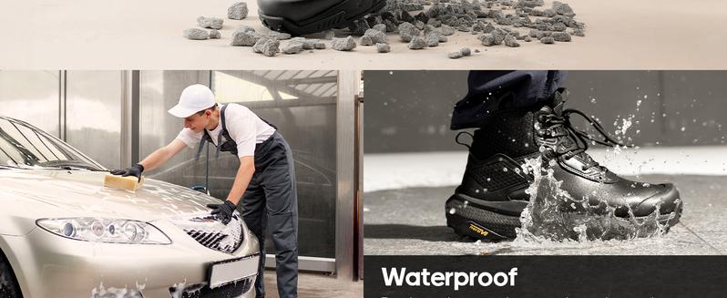 NORTIV 8 Men's Waterproof Military Tactical Work Boots Leather Motorcycle Combat Lightweight Non-Slip Hiking Boots for Men Defender Ankle-high Protection Durable Breathable Fabric - Outdoor Footwear