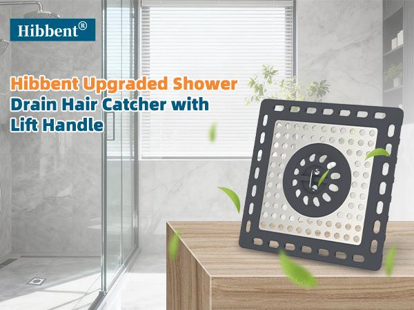 Hibbent Upgraded Shower Drain Hair Catcher, Shower Drain Cover for Bathroom Floor 4" Drain, Anti-Clogging Bathtub Drain Strainer, Stainless Steel Kitchen Sink Drain Strainer with Handle, Dark Grey