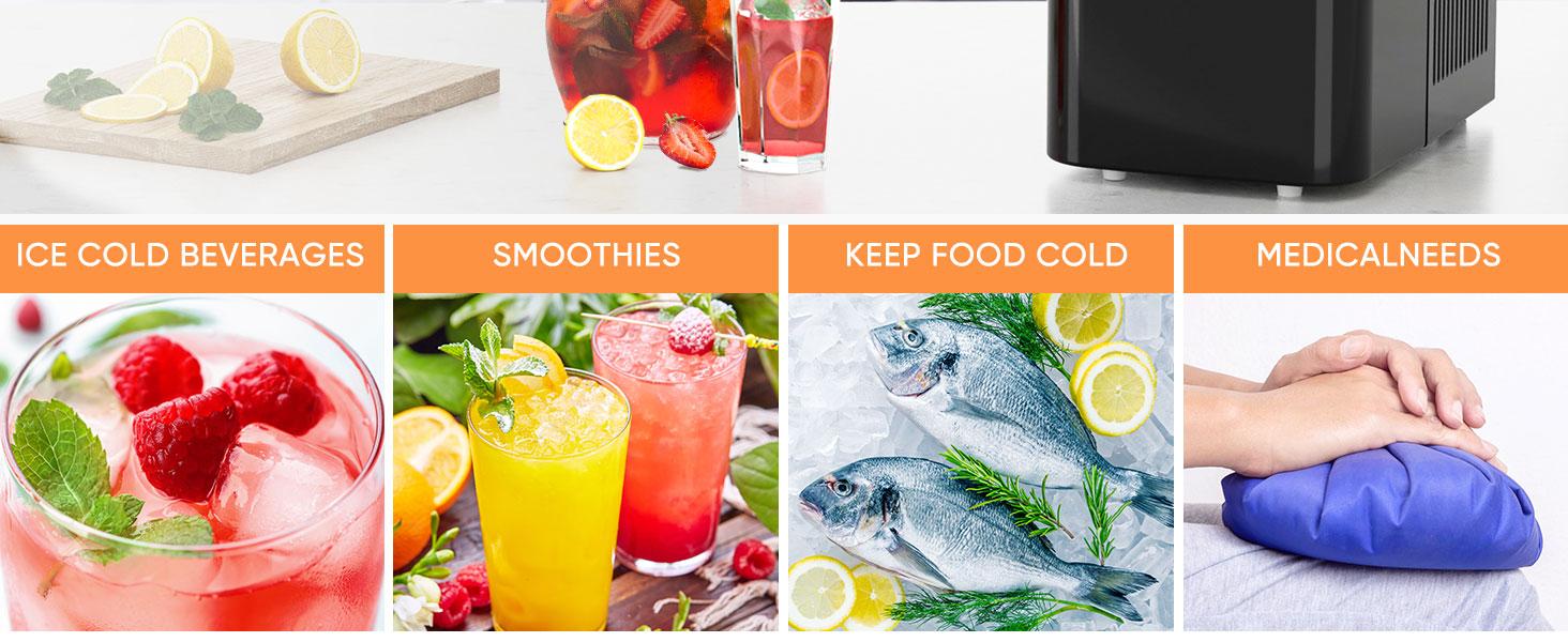 HomeSquad Portable Self-Cleaning Countertop Ice Maker - Makes 9 Ice Cubes in 6 Minutes, Produces 26.5lbs of Ice in 24 Hours, Includes 2 Sizes of Bullet Ice, Ice Scoop, Basket & Handle - Perfect for Home, Kitchen, and Parties!