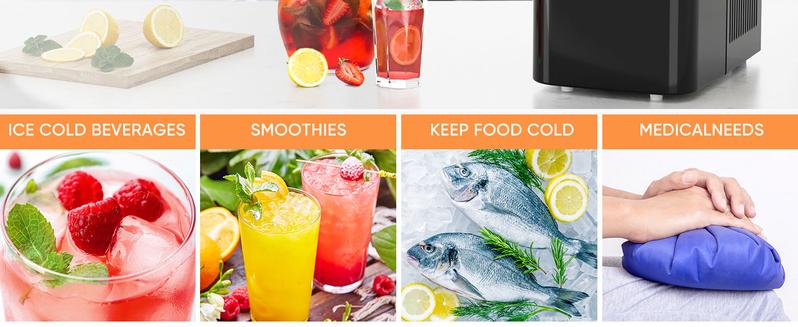 HomeSquad Portable Self-Cleaning Countertop Ice Maker - Makes 9 Ice Cubes in 6 Minutes, Produces 26.5lbs of Ice in 24 Hours, Includes 2 Sizes of Bullet Ice, Ice Scoop, Basket & Handle - Perfect for Home, Kitchen, and Parties!