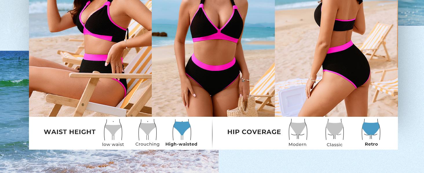 【S-XL】Hanna Nikole Popular Swimsuits, Womens Swimsuits, Textured Bathing Suit Tummy Control, Sexy Bikini