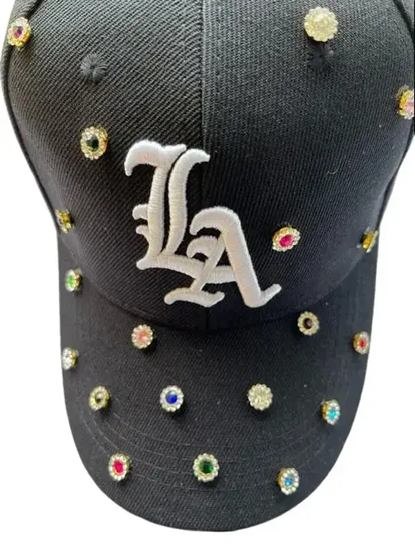Rhinestone Multi-Color Baseball Cap Adjustable - Black