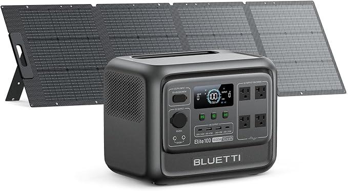 BLUETTI Elite 100 V2 Portable Power Station with 100W Solar Panel (ships separately), 1024Wh Solar Generator w/ 4 1800W AC Outlets, for Camping, Emergencies, Backup Power