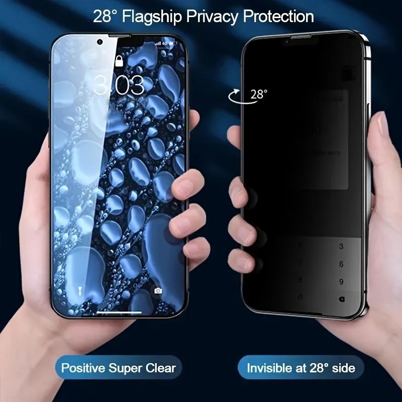 One set/8 pieces Full-screen privacy screen protector Compatible with iPhone 16/15/14/13/12/11 series models Privacy 9H tempered glass screen protector 4+4 count HD privacy phone screen protector and lens protector Full-screen coverage durable