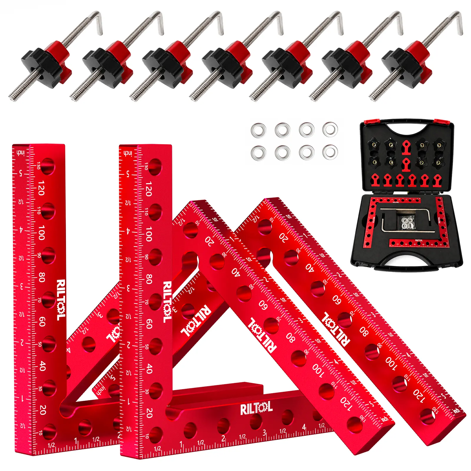 Promotional Price: Corner Clamp for Woodworking, 90 Degree Right Angle Clamps, 4/8Pack 5.5" x 5.5" Aluminum Alloy Woodworking Carpenter, Positioning Clamping Square Tool for Picture Frames, Boxes, Cabinets or Drawers,Tool Box