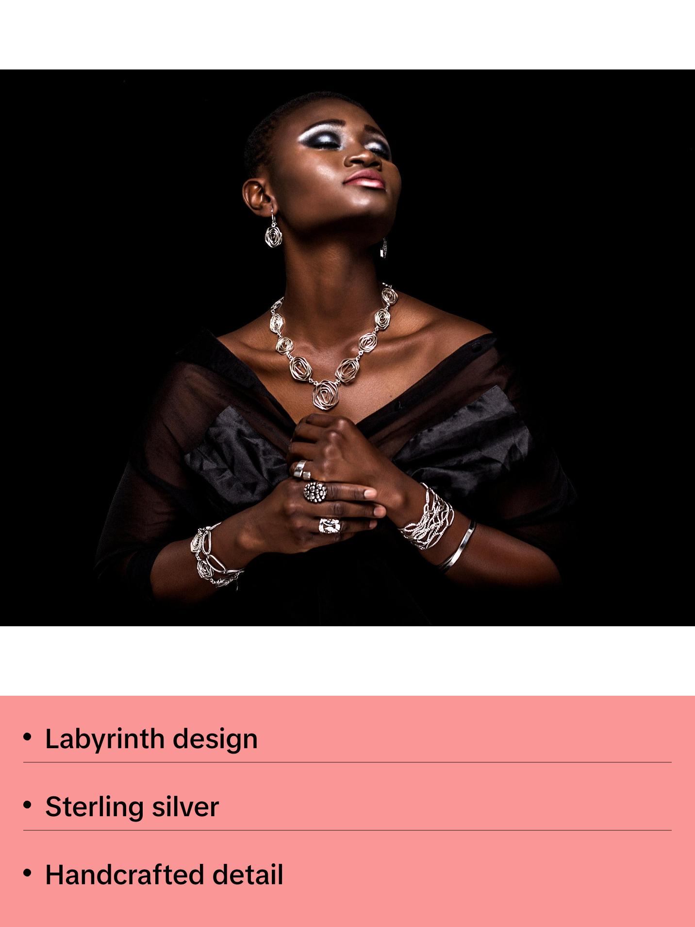 Silver Labyrinth Dangle Earrings