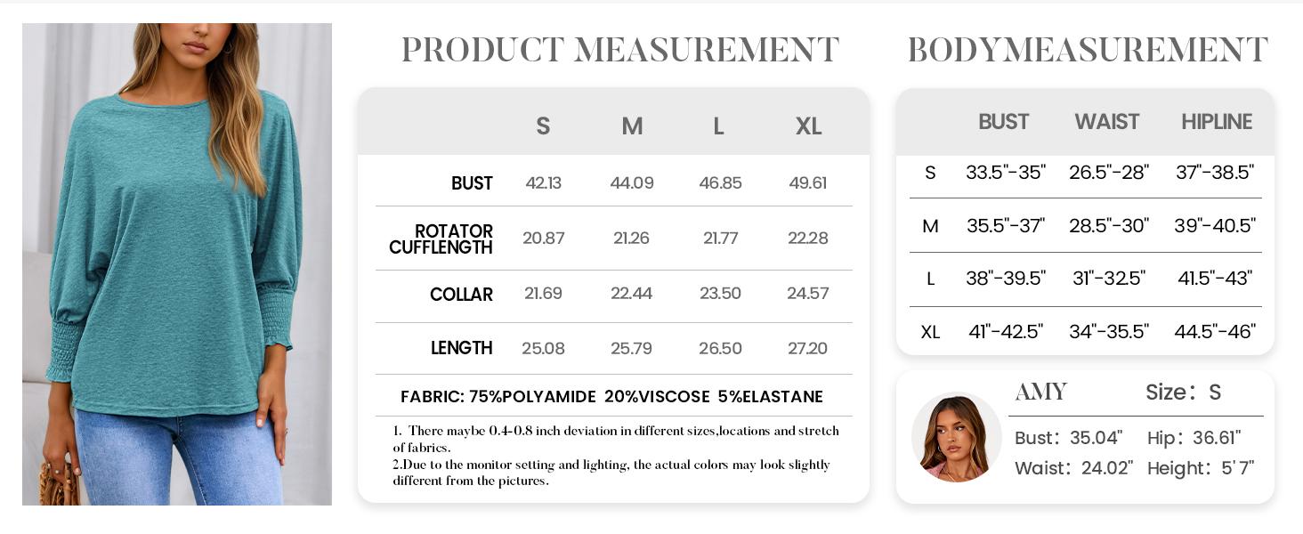 BTFBM Women's Casual Tops, 3/4 Puff Sleeve Crewneck Loose Babydoll Blouses for Summer and Fall