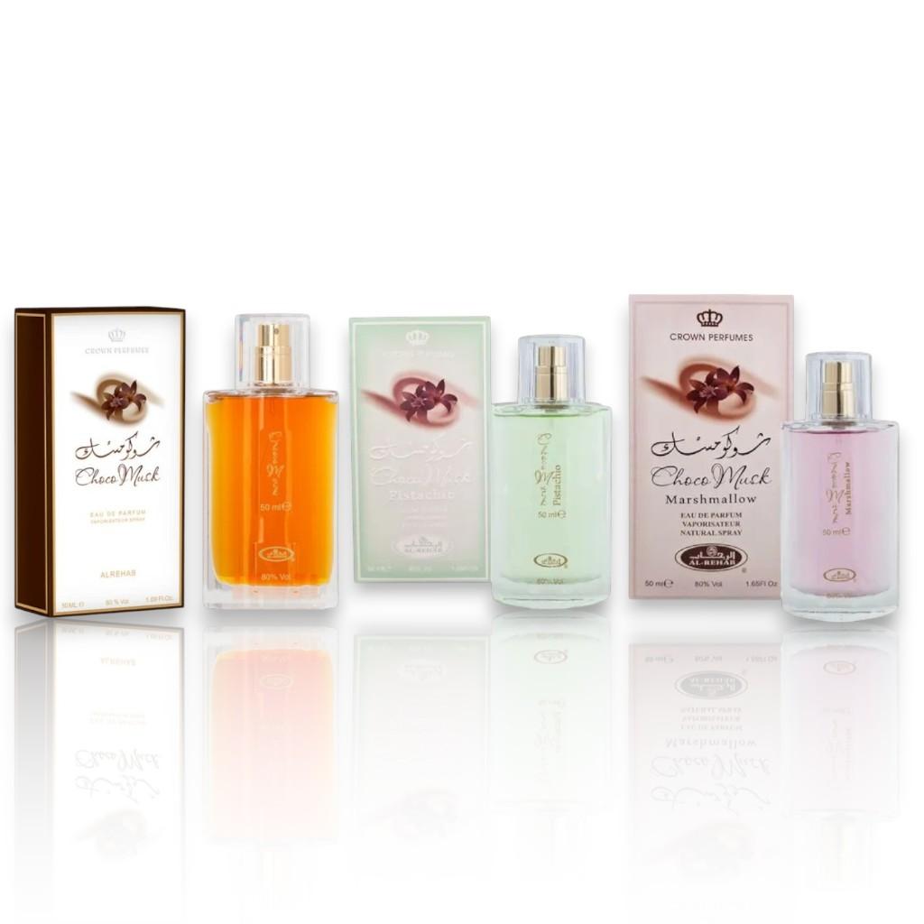 Al Rehab | Choco Musk + Choco Musk Pistachio + Choco Musk Marshmallow | Eau De Parfum | 50 ml - 3.4 oz | Chocolate - Pistachio & Marshmallow Notes | Marshmallow Fragrance Al Rehab | Choco Musk + Choco Musk Pistachio + Choco Musk Marshmallow | Eau De Parfum | 50 ml - 3.4 oz | Chocolate - Pistachio & Marshmallow Notes | Marshmallow Fragrance
