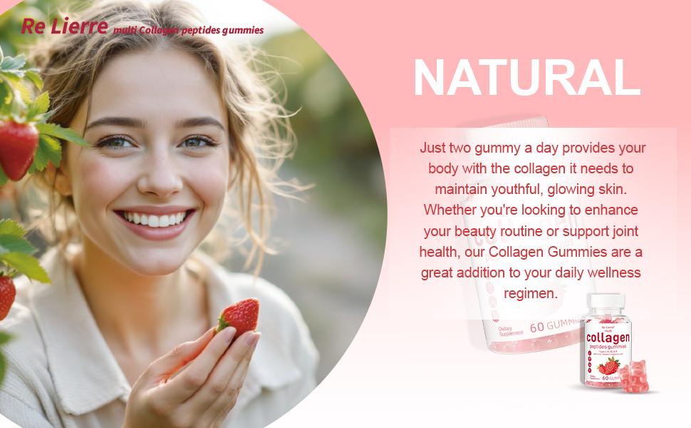 【clearance price】  Re Lierre Collagen Peptide Gummies for Women & Men Sugar-Free 1500mg Protein Types I II III V X 5000mcg Biotin Methylated B12 Vitamins A C D E B8 for Skin Hair Nails Bone 60 Gummies Strawberry flavor and grapefruit flavor