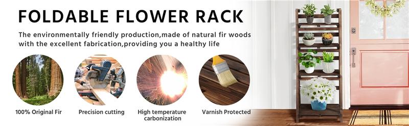 Yaheetech  4 Tier Foldable Wooden Flower Stand Flower Plant Display Stand Shelf Ladder Stand for Living Room Balcony Patio Yard Indoors & Outdoors