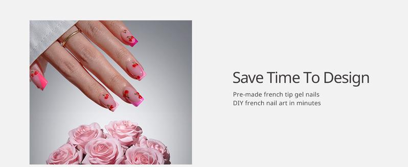 BTArtboxnails XCOATTIPS Press on Nails - 150pcs Pink Short Square or Almond French Tips, Pink Soft Gel False Nail, Soak Off Acrylic Fake Nails Extensions