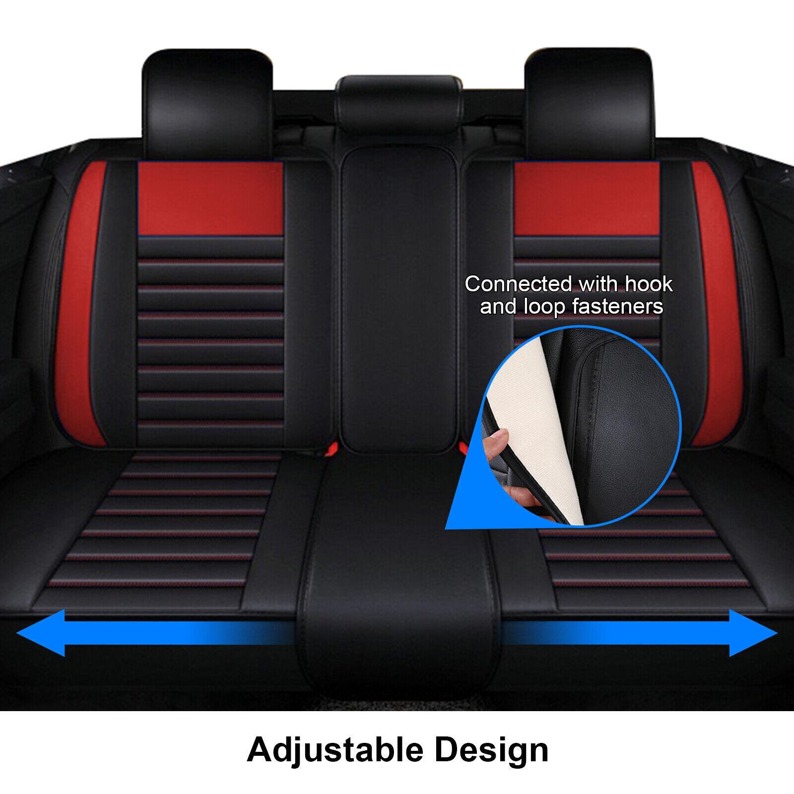 Premium Napa PU Leather Car Front Rear Seat Cover Full Set 5 Seat Protector Mat Breathable Cushion Pad Set Universal ,Full Surround Design with Storage Bag, with 2pcs Head Pillow and 2pcs Waist Pillow - Valentine's Day Gift For Lover