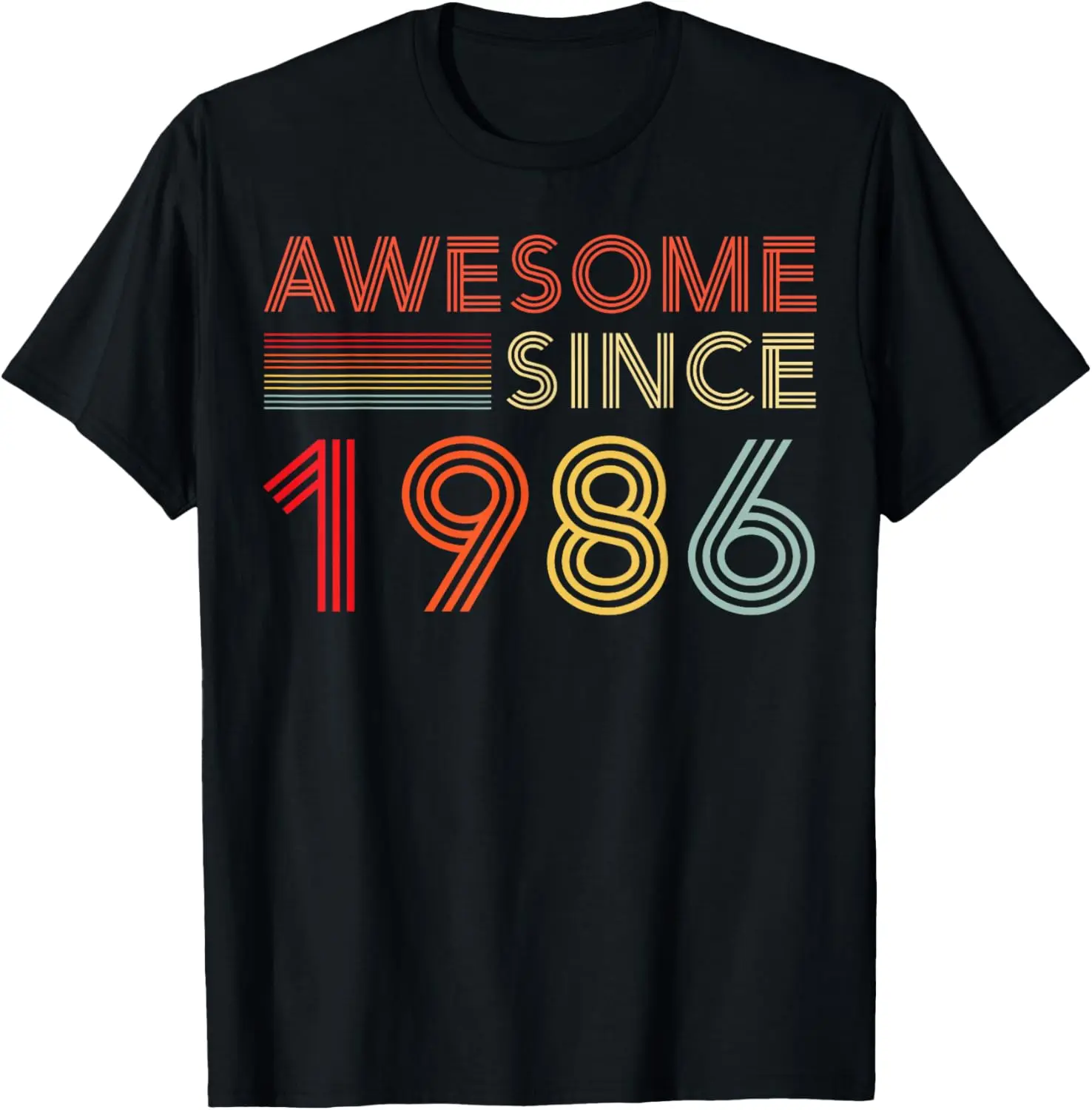 Women's 100% Cotton T-Shirt, Vintage Funny Graphic Tee with Awesome Since 1986 Print for 40th Birthday Party, Short Sleeves, Party-Themed Graphic Women's T-Shirts