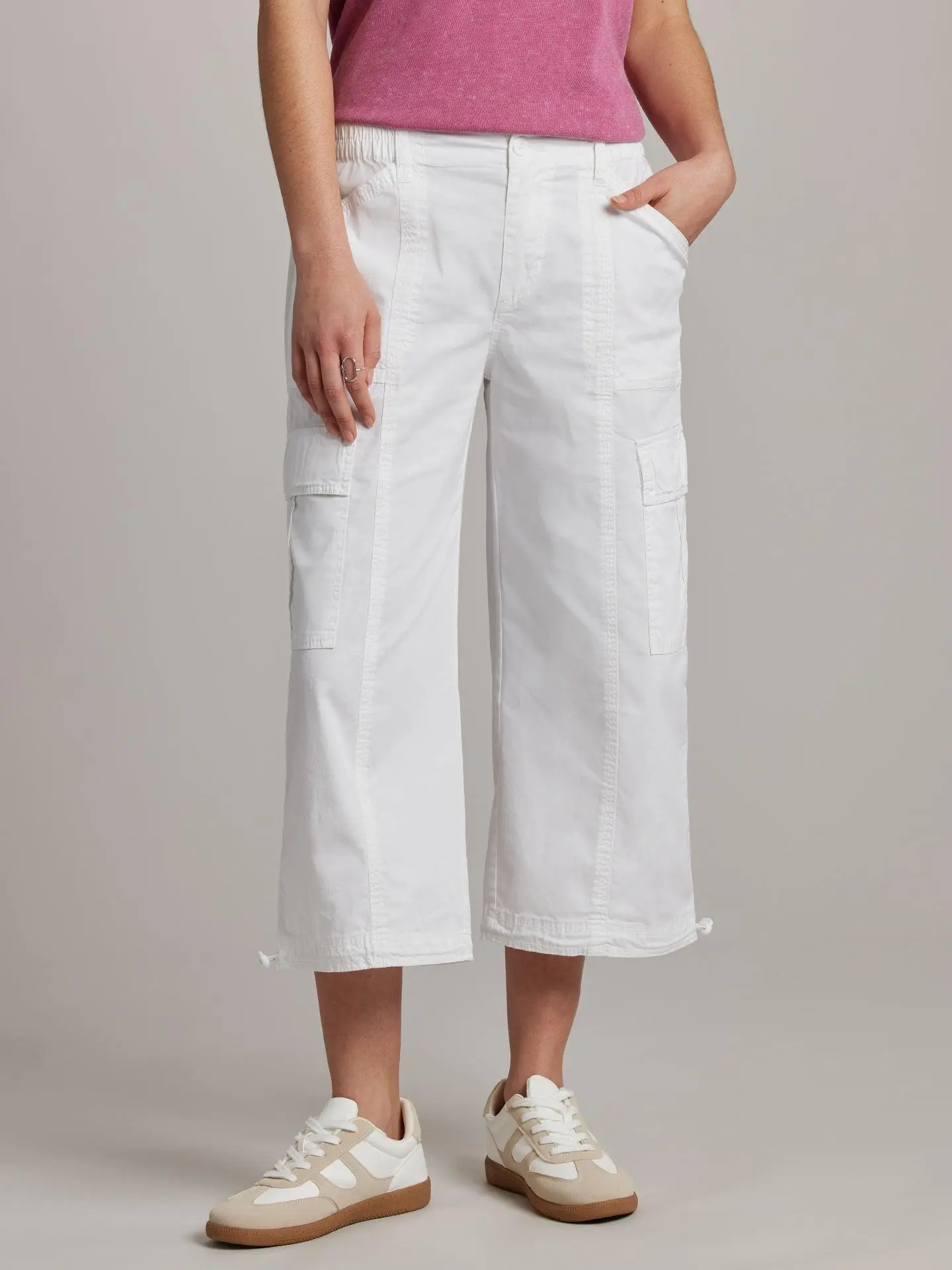 Faye Cinched Cropped Cargo Pants Women’s High-Rise Utility Pants | Stretch Twill, Adjustable Hem, Trendy Streetwear