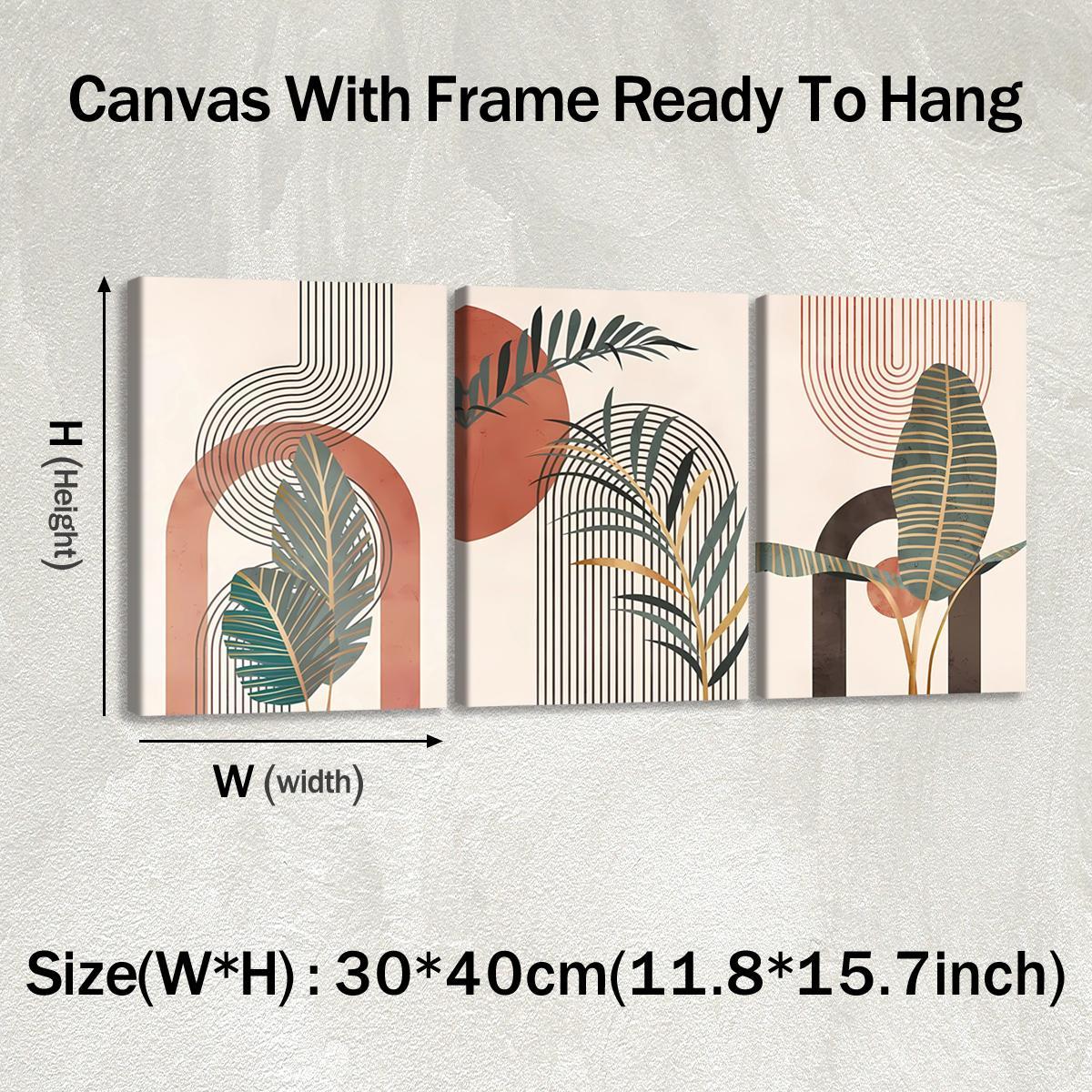 3Pcs Wooden Framed Canvas Painting, African Woman Abstract Geometric Shapes Gold Orange, Exquisite Poster, Home Decoration, Pattern Wall Art Decor, For Living Room, Bedroom, Office, Restaurant, Bar Wall Decor, Odorless, Painting, Print Artwork