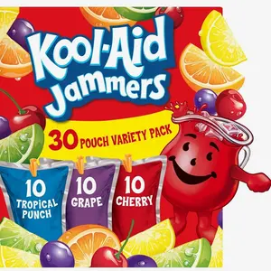 Kool-Aid Jammers Tropical Punch, Grape & Cherry Flavored 0% Juice Drink Variety Pack, 30 ct Box, 6 fl oz Pouches