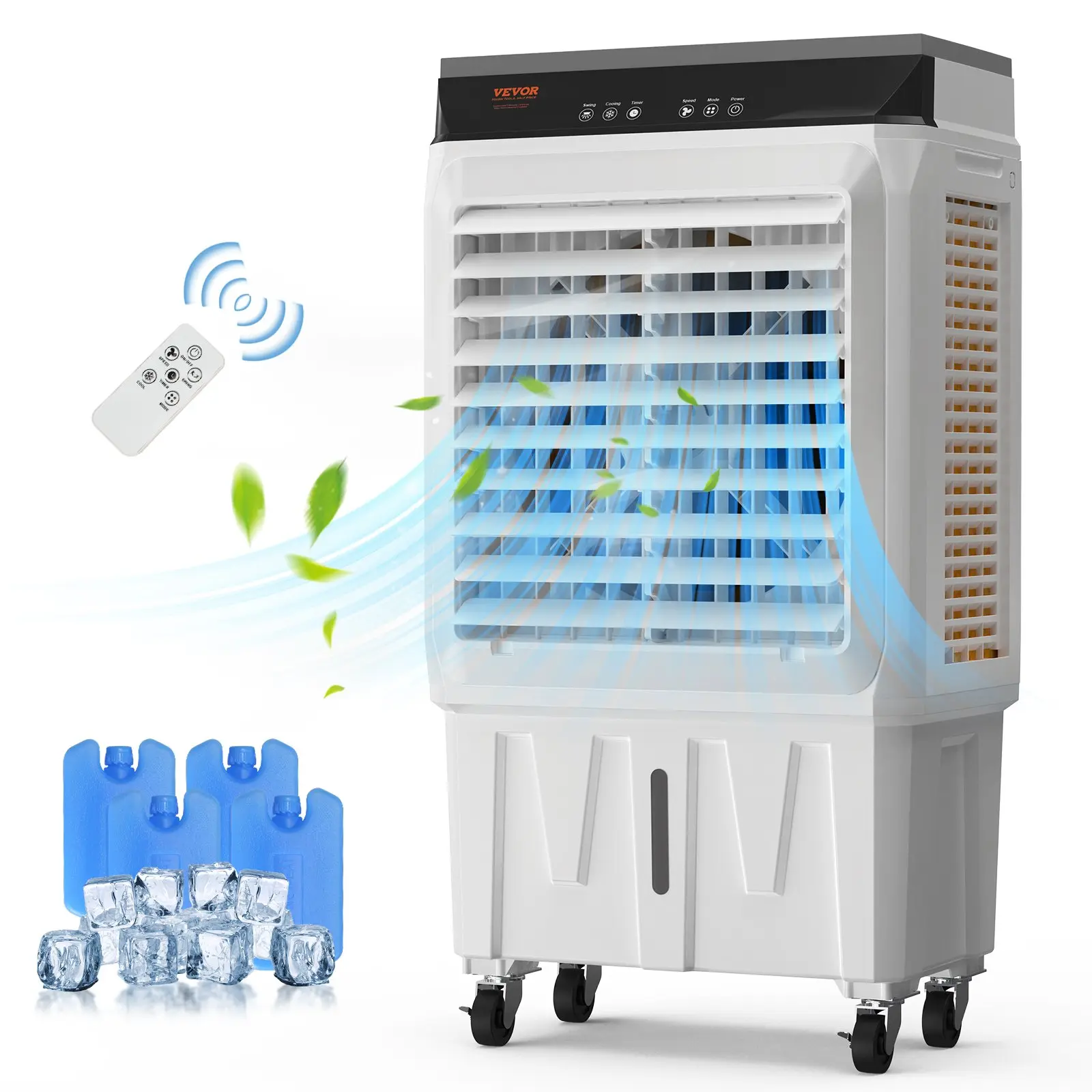 【Summerfinds】VEVOR Evaporative Air Cooler  Oscillating Swamp Cooler with Adjustable 3 Speeds and 12 H Timer7 Gal Portable Air Cooler for 750 Sq.ftIndoor/Outdoor Use, Portable Evaporative Coolers