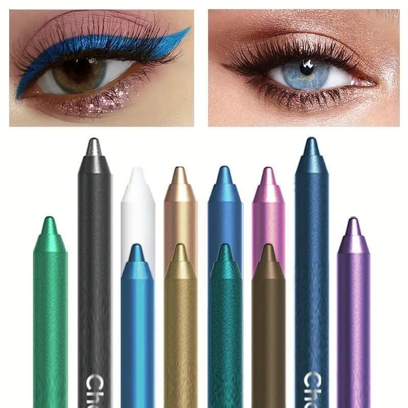 12Pcs Colored Gel Glitter Eyeliner Pencils Set – Waterproof Smudge-Proof Eye Liner Kit with Dark & Light Shades, Emerald Green, Sky Blue, Royal Blue, Black, White, Pink, Purple, Brown, Gold – Long-Lasting Liquid & Pencil Delineadores