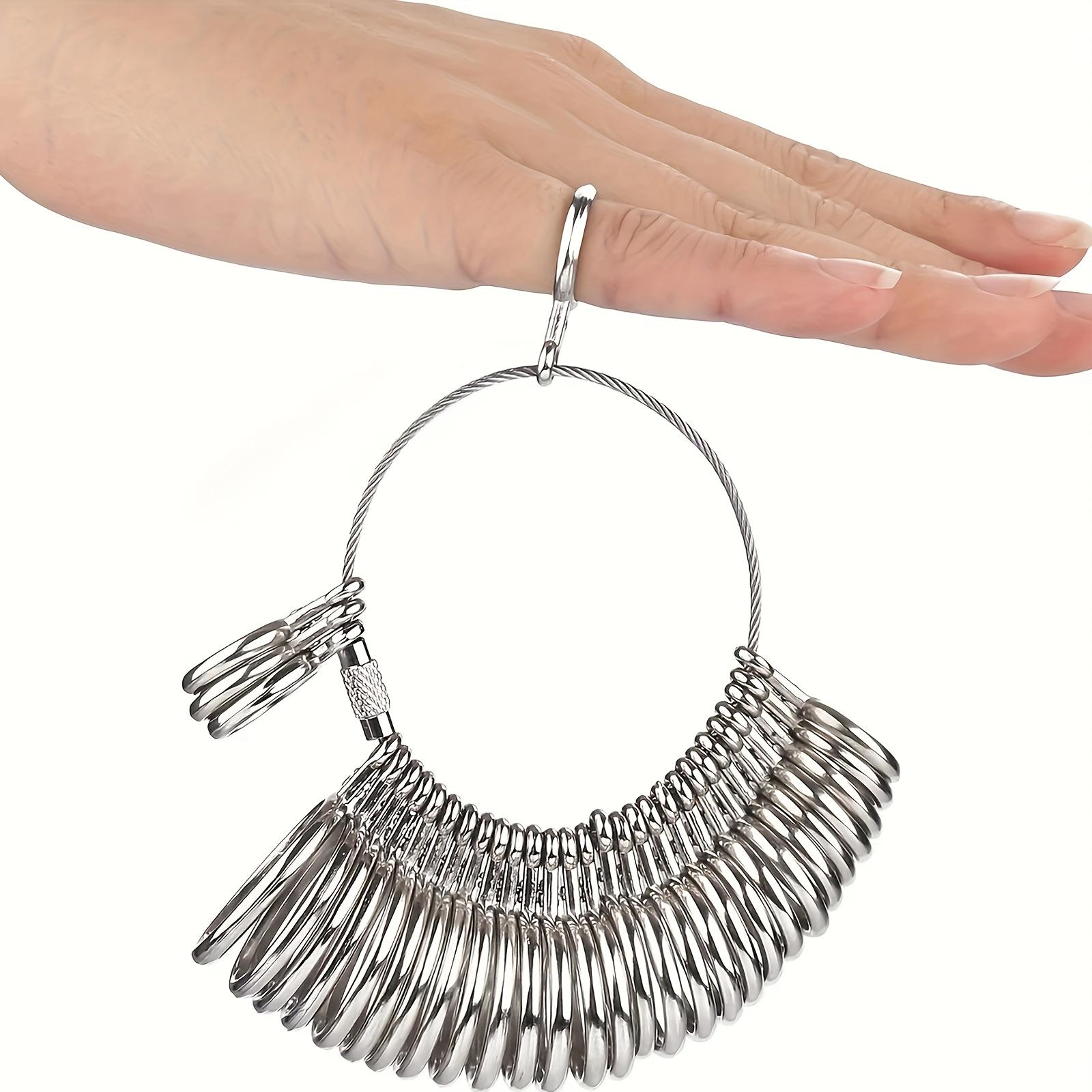 Professional Jewelry Ring Sizer Set Includes Four Metal Gauges Core Mandrel and Finger Measuring Belt for Accurate Sizing