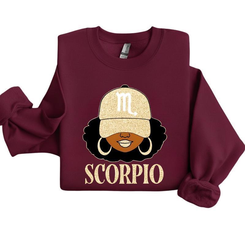 All 12 Zodiac Slay Girl Sweatshirt, Glitter Astrology Hat Graphic for Adults, Full Horoscope Star Sign Collection with Bold Zodiac Letter Design, Unisex Astrology Gift for Men And Women - AG