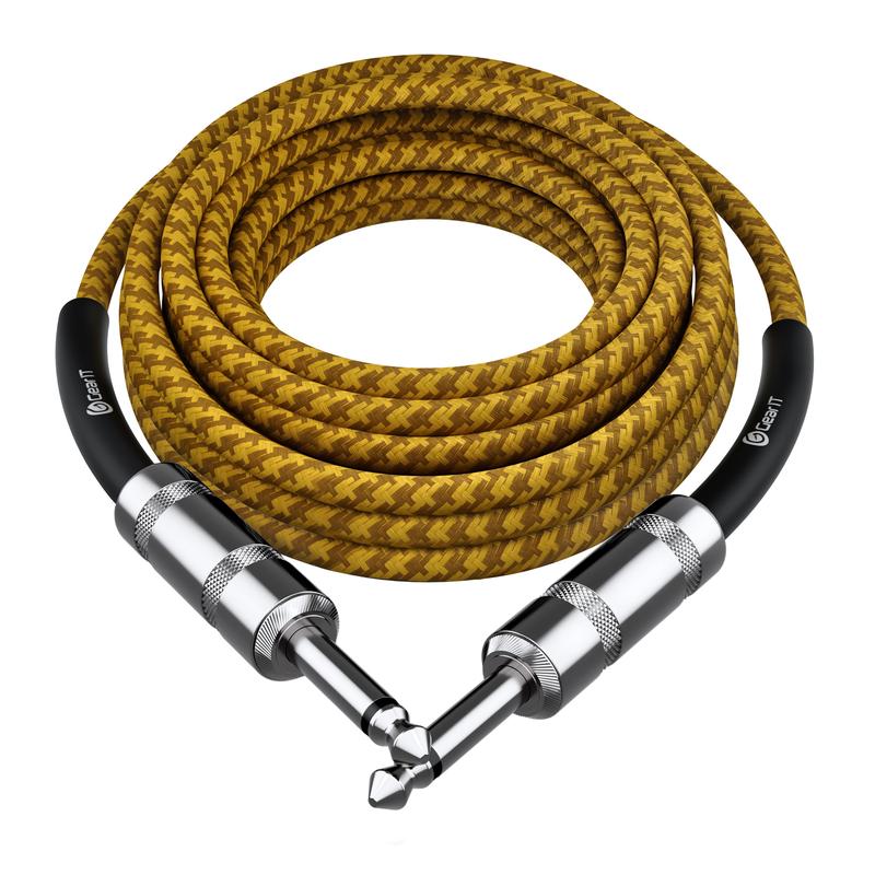 Straight 1/4 Inch Male to Male Guitar Instrument Cable, Yellow