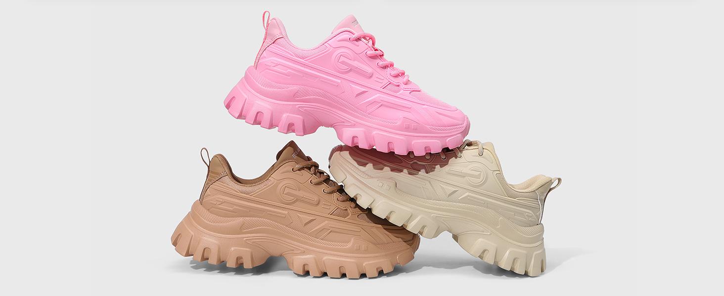 Dream Pairs Women's Bold Sneaker Platform Lightweight Chunky Sneakers
