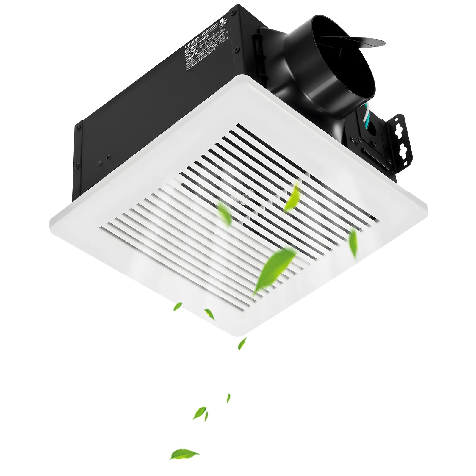 【SummerFinds】VEVOR Ceiling Mounted Bathroom Exhaust Ventilator Fan, 50-80-110 CFM Multiple CFMs Low-Noise Premium Motor, 4-in Duct Quick Connector, 120V Line Voltage, 12.60 x 11.02 x 6.61 in, ETLUS Certified Damp-Proof, for Laundry Room, Bathroom, White