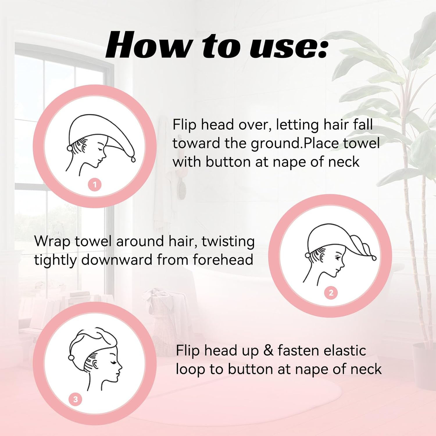 Microfiber Hair Towel Wrap Soft Lightweight Hair Turban for Wet Hair Highly Absorbent Quick Drying Hair Towel for Curly Straight or Wavy Hair