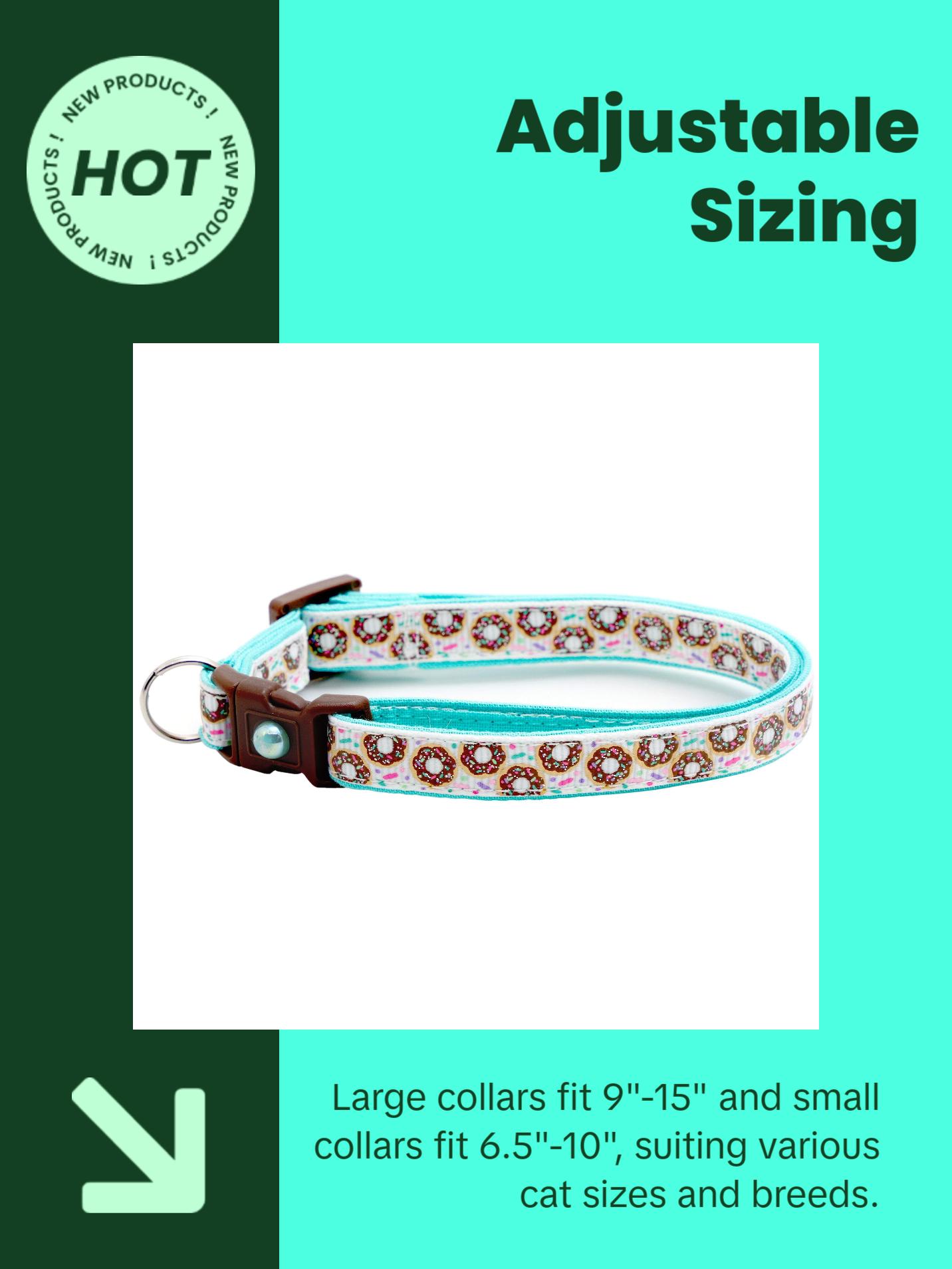 Sprinkle Doughnuts Breakaway Safety Cat Collar with Jingle Bell & Charm by Pugs2Persians Donut