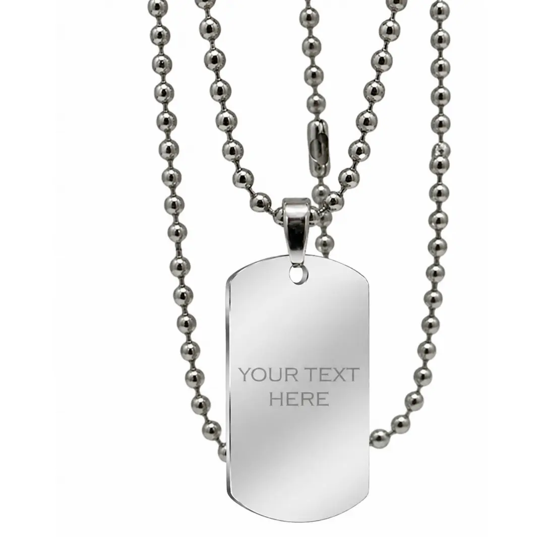 Personalized Stainless Steel Dog tag with bead chain Gift Laser Engraved