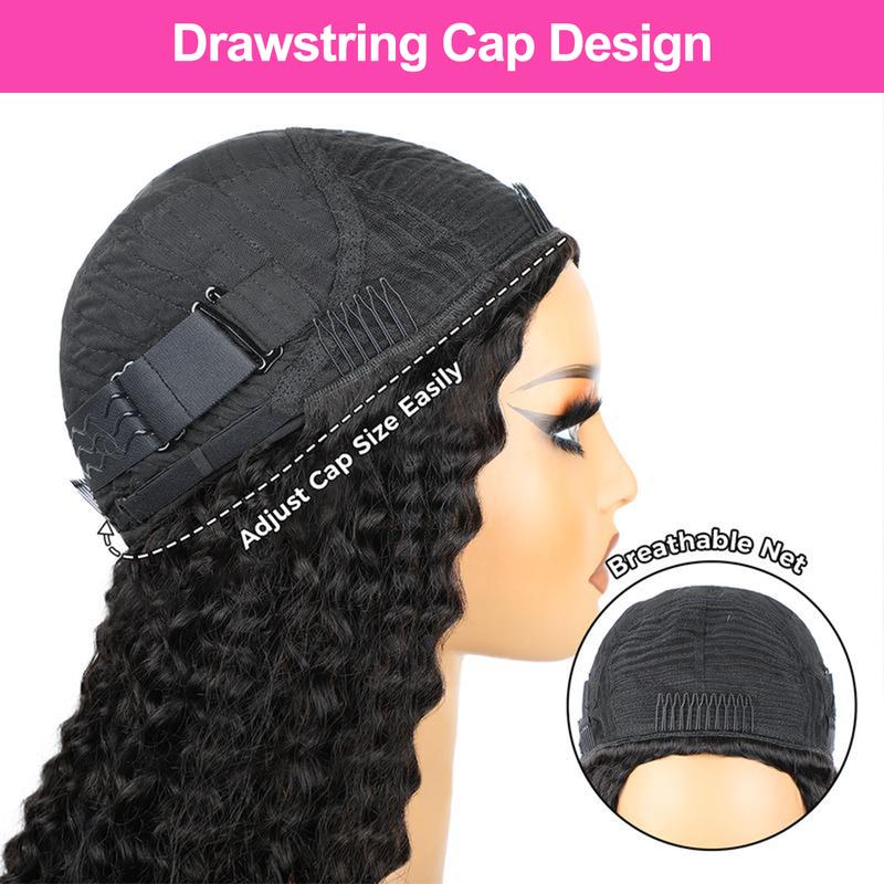 Burmese Curly Wear Go 3 In 1 Half Wig Glueless Human Hair Wig With Drawstring 220% Density Invisi Fit Strap Flip Over Wig For Beginners