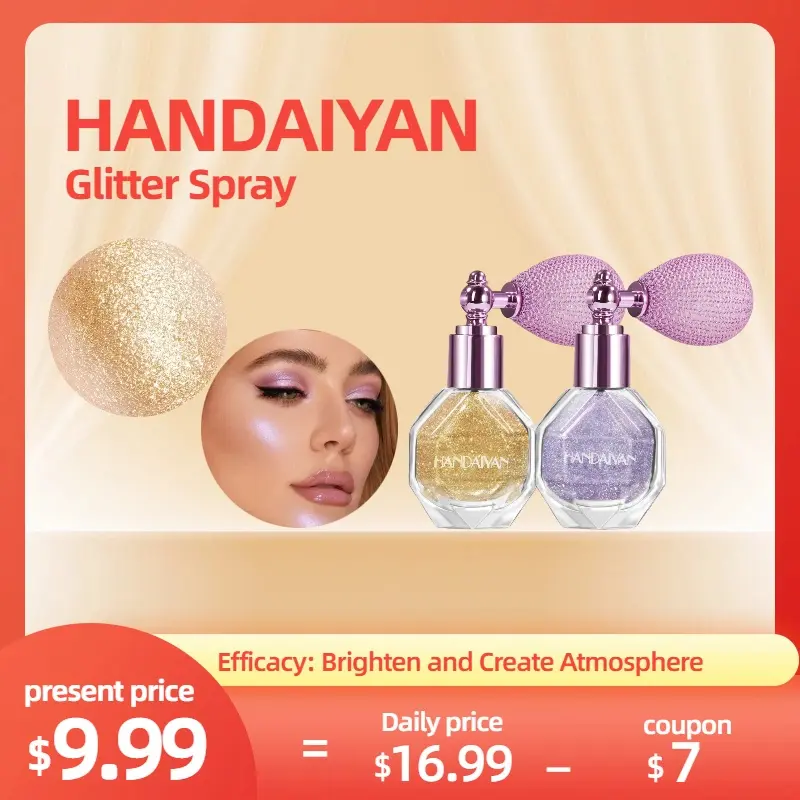 Shimmer Highlighter Spray, 2-Pack Lightweight, Long-Lasting Glitter Makeup with Gold & Silver Tones for Face, Body, and Hair, All Day Illuminator, Bedazzled Makeup, Spray Evenly, Two Bottles