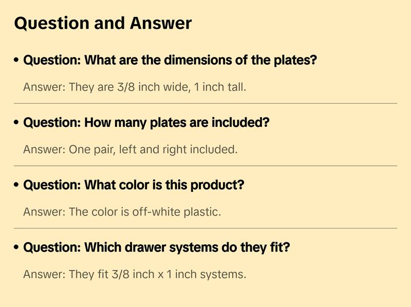 Mobile Home Parts Direct Drawer Track Back Plate, 3/8 In. x 1 In., Plastic, Off-White (1 Pair)