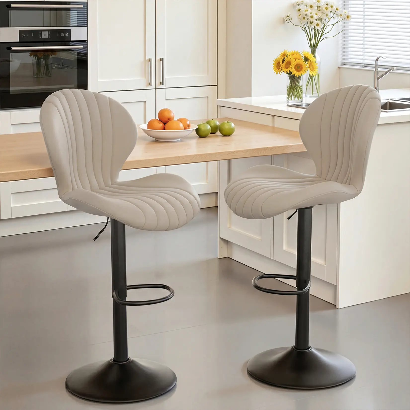 Bar Stools Set of 2/3/4 Modern Swivel Bar Chairs, Barstools Counter Height with High Backrest, Easy 3-5 Minute Assembly for Bar, Kitchen, Dining Room