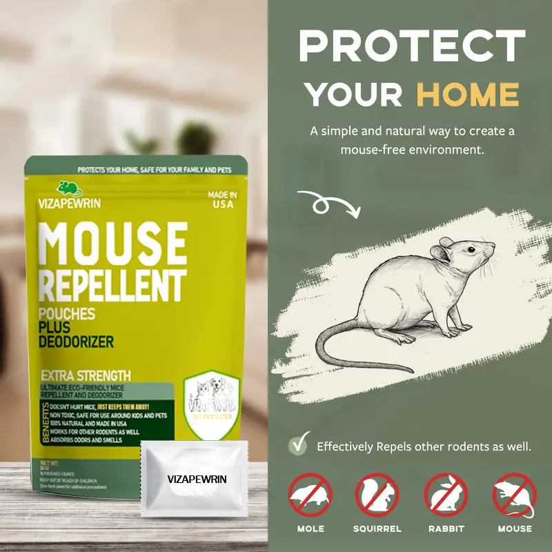 32pc Rodent Repellent Pouches-Prevents rats from entering cars - Rodent repellent containing peppermint oil - Suitable for indoor and outdoor storage, kitchens, etc.