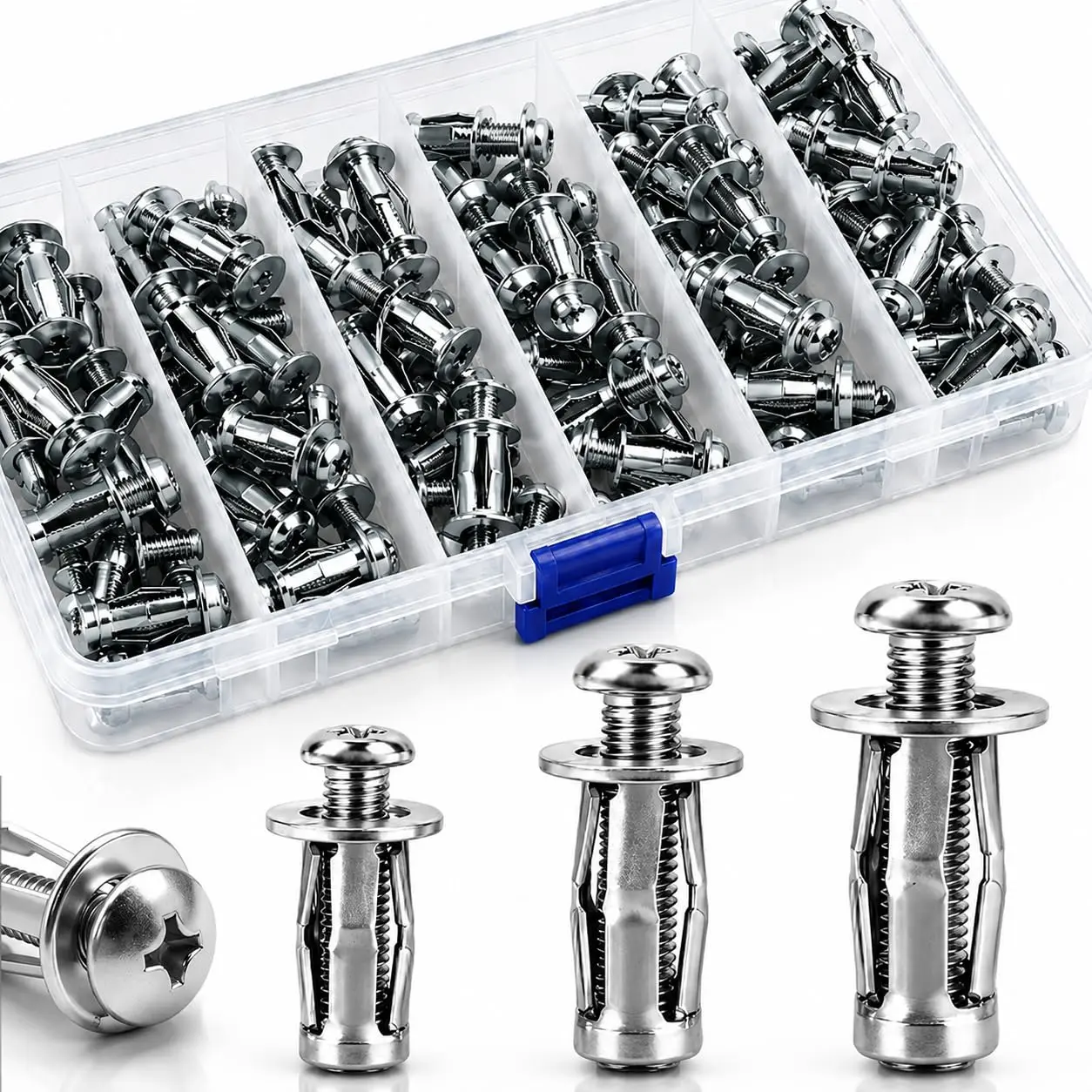【toolupgrade】30Pcs/90Pcs Heavy-Duty Carbon Steel Button Rivet Locking Nuts Set - Durable, Rustproof, Bolt-Compatible Industrial & Furniture Hardware for Panel Fixing, Sheet Metal Repair (M4, M5, M6 Sizes)