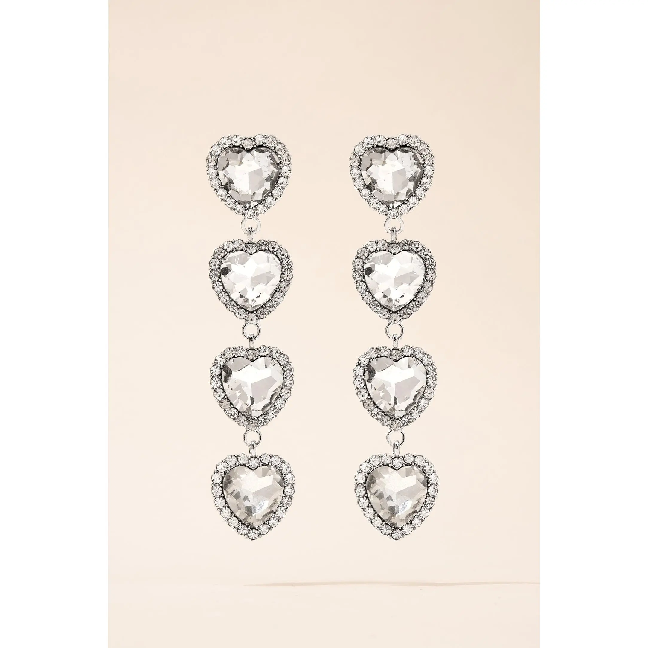 Francesca Glass Heart Drop Post Earrings