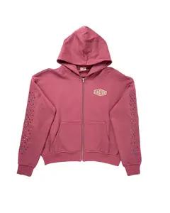 AZVA Studios Crystal Cactus Zip Hoodie Raspberry