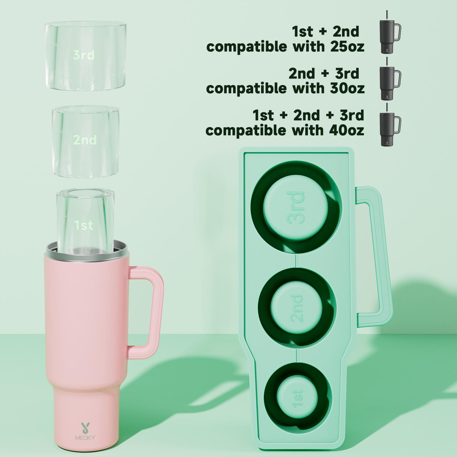 MEOKY water bottle bag, perfect for on-the-go, with an adjustable shoulder strap. Made of high-quality, waterproof and wear-resistant materials.Premium Silicone 3-Compartment Lcd Cube Tray with Leak-Proof Lid - Car Handle Cup.reusable