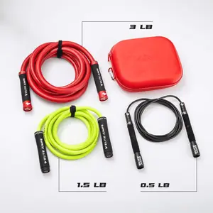 Elite Jumps Power & Performance Jump Rope Set - 3 Ropes & Free Carry Case - Speed Rope with Long Handles - Adjustable Weighted Jump Ropes