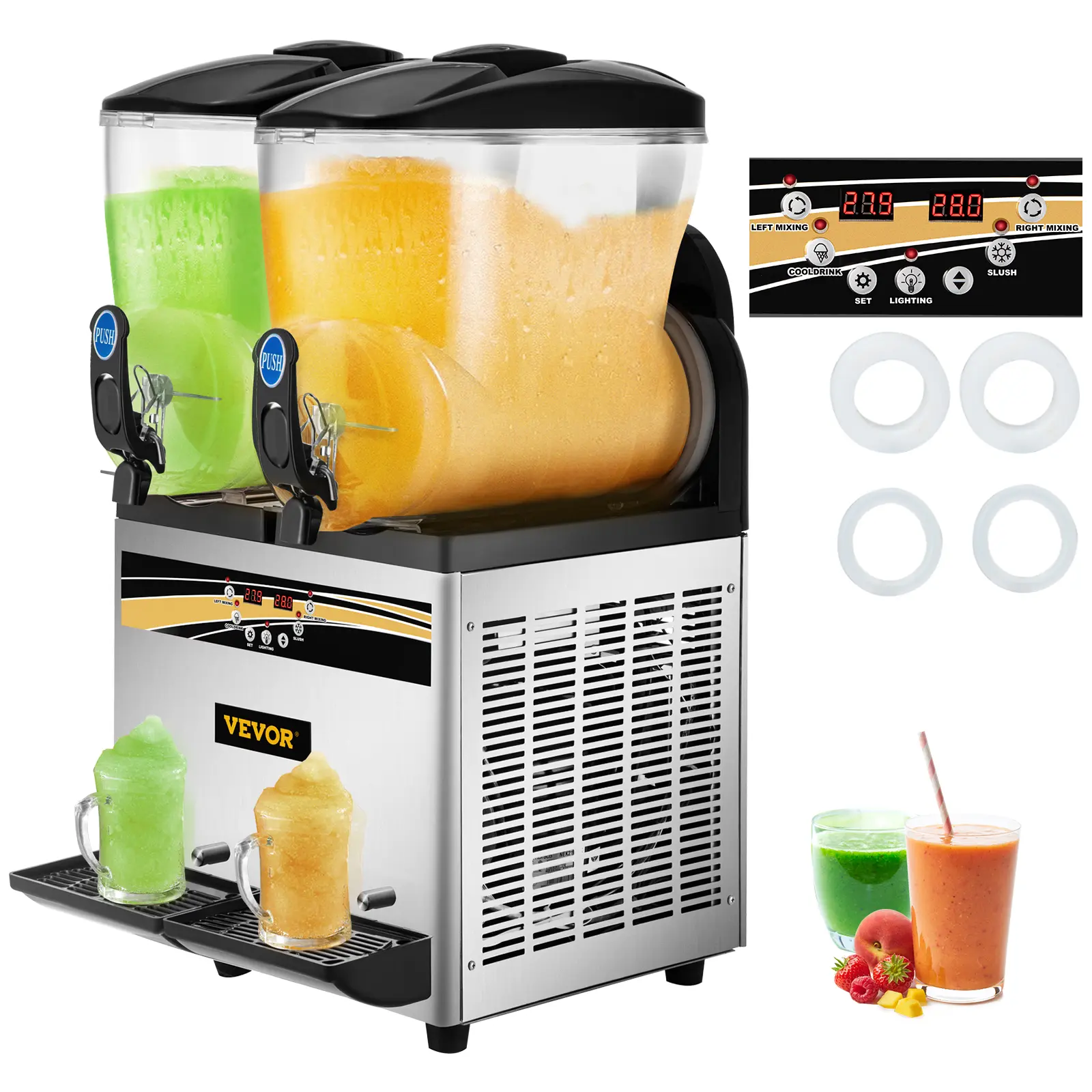 【Summerfinds】VEVOR Commercial Slushy Machine - 1000W Stainless Steel Tank Margarita MakerSmoothie Frozen Drink MakerSlushie Machine for HomeIdeal for Cafes and Restaurants, Slushie Machines