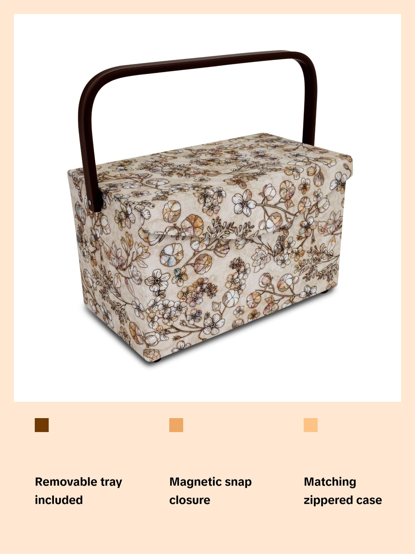 Rectangular Sewing Basket with Zippered Case, Medium