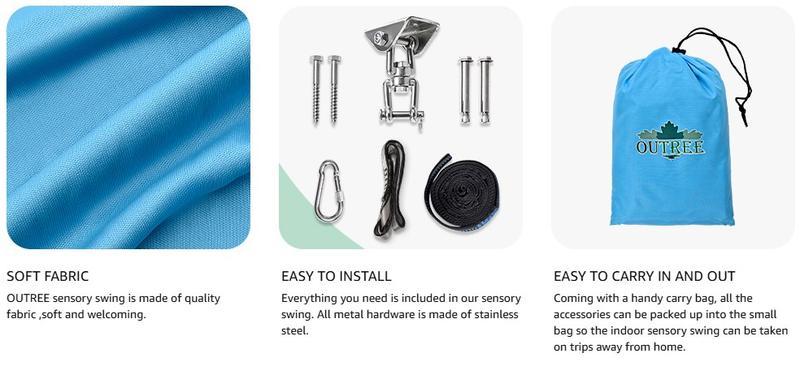 OUTREE Sensory Swing for 3+ Years Old Kids and Adults with AUT and ADHD - Double Layer and 360° Swivel Hanger, Portable Fun, Summer Turn Up & Father's Day Deal