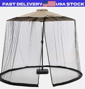 9ft Patio Umbrella Bug Screen w/Zipper Door and Polyester Netting(NET ONLY)