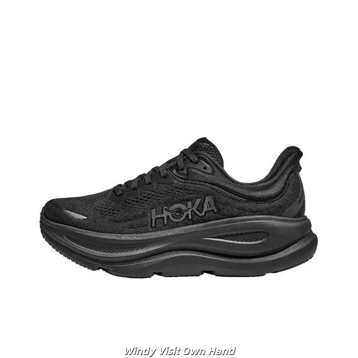 Brand New Sealed Original Box Unisex All Black Light Mesh Running Sneakers Embossed Logo Wave Thick Cushion Sole Black Non Slip Athletic Walking Gym Daily Sports Trainers
