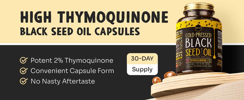 MAJU Black Seed Oil Capsules (120ct) - High Thymoquinone, Vitamin Supplement, Edible Dietary Healthcare Fitness Optimum Support MAJU Black Seed Oil Capsules (120ct) - High Thymoquinone, Vitamin Supplement, Edible Dietary Healthcare Fitness Optimum Support